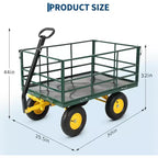 1500 Lbs Heavy Duty Steel Garden Cart, Garden Wagon Cart on Wheels, Outdoor Metal Yard Trailer Utility Wagon Carts with Mesh, Removable Sides