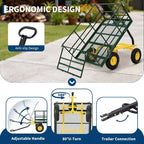 1500 Lbs Heavy Duty Steel Garden Cart, Garden Wagon Cart on Wheels, Outdoor Metal Yard Trailer Utility Wagon Carts with Mesh, Removable Sides