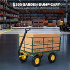 1500 Lbs Heavy Duty Steel Garden Cart, Garden Wagon Cart on Wheels, Outdoor Metal Yard Trailer Utility Wagon Carts with Mesh, Removable Sides