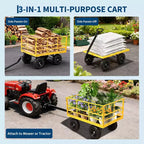 1500 Lbs Heavy Duty Steel Garden Cart, Garden Wagon Cart on Wheels, Outdoor Metal Yard Trailer Utility Wagon Carts with Mesh, Removable Sides
