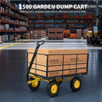 1500 Lbs Heavy Duty Steel Garden Cart, Garden Wagon Cart on Wheels, Outdoor Metal Yard Trailer Utility Wagon Carts with Mesh, Removable Sides