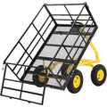 1500 Lbs Heavy Duty Steel Garden Cart, Garden Wagon Cart on Wheels, Outdoor Metal Yard Trailer Utility Wagon Carts with Mesh, Removable Sides