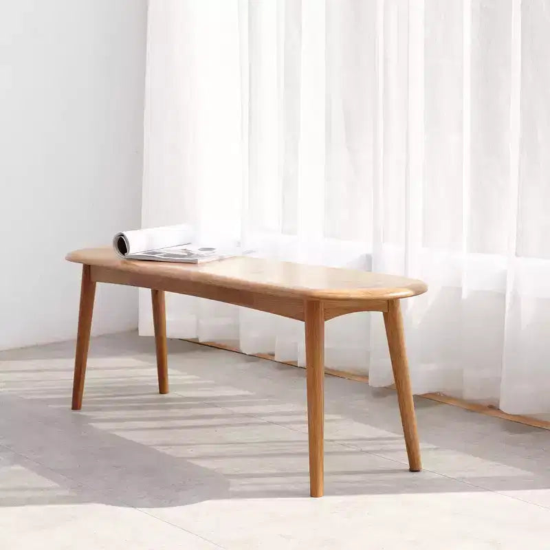 Solid Oak Wood Half-Round Bench, 47" for Dining Room, Living Room & Entryway