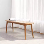 Solid Oak Wood Half-Round Bench, 47" for Dining Room, Living Room & Entryway
