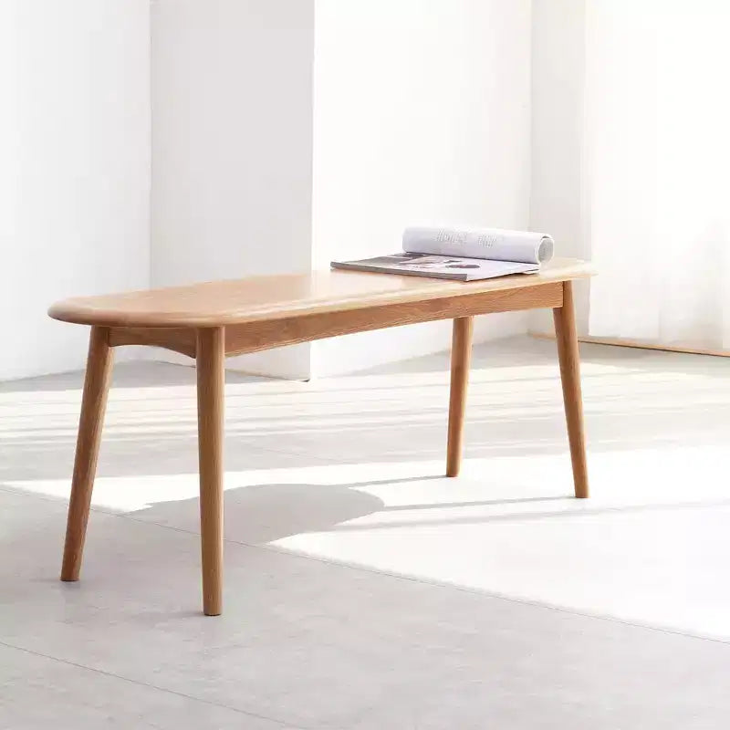 Solid Oak Wood Half-Round Bench, 47" for Dining Room, Living Room & Entryway