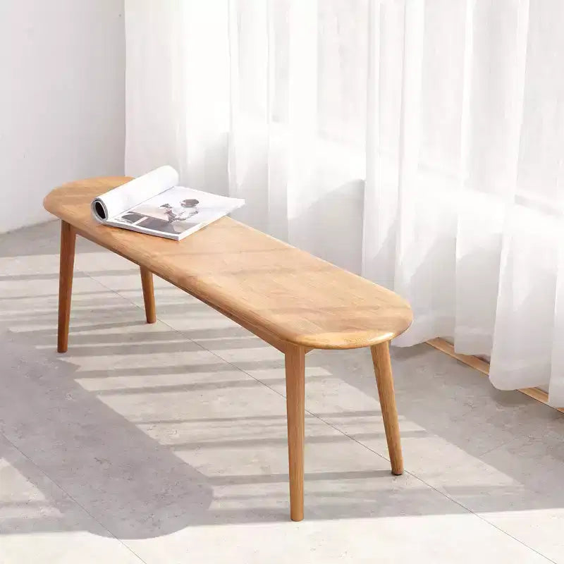 MAYEERTY Solid Oak Wood Bench - Half-Round Design for Dining Room, Living Room & Entryway