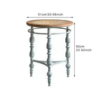 31.5" Wooden Carved Rustic Round Coffee Table with Metal Legs, Farmhouse Living Room