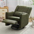 29.5" Wingback Swivel Rocker Recliner Chair, 360° Swivel, Teddy Fleece, 250 lbs