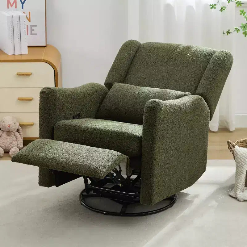 29.5" Wingback Swivel Rocker Recliner Chair, 360° Swivel, Teddy Fleece, 250 lbs