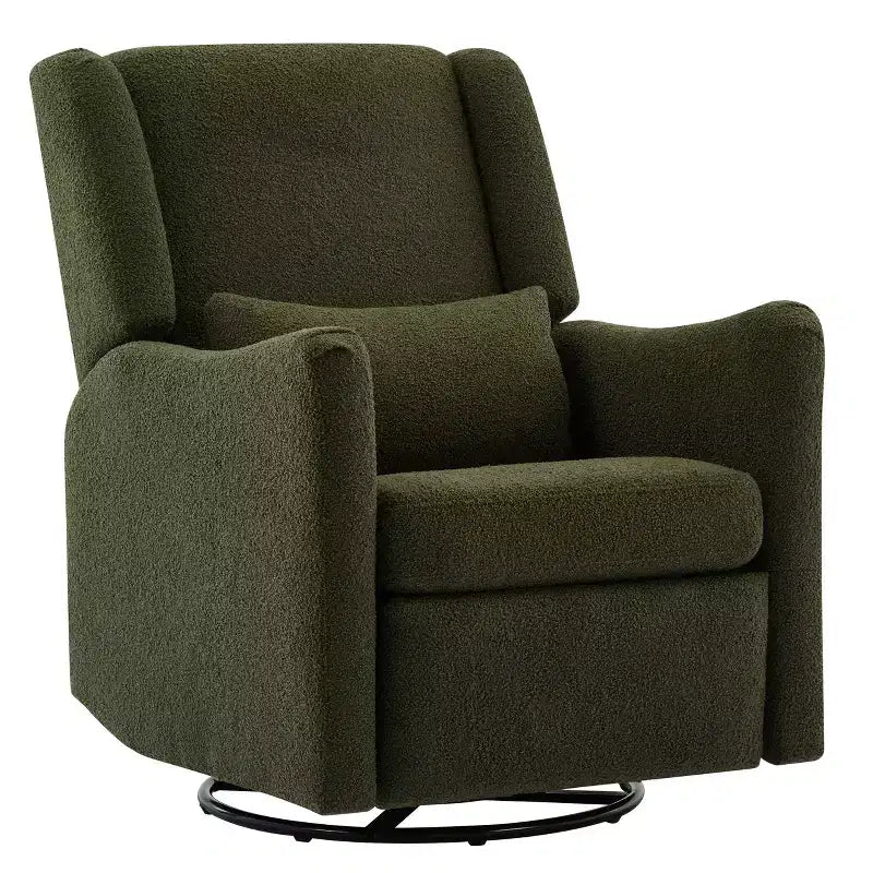 29.5" Wingback Swivel Rocker Recliner Chair, 360° Swivel, Teddy Fleece, 250 lbs