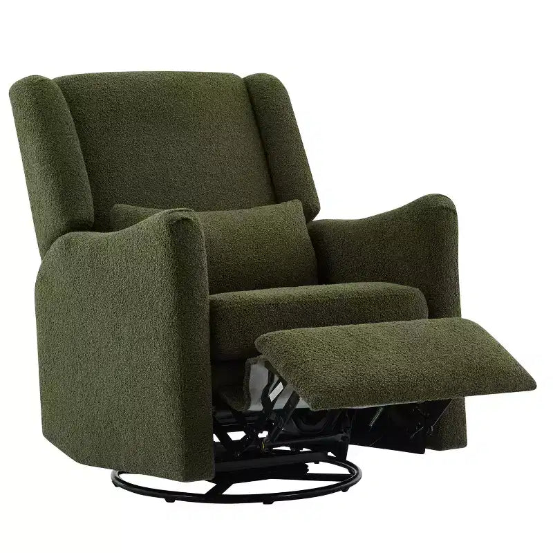29.5" Wingback Swivel Rocker Recliner Chair, 360° Swivel, Teddy Fleece, 250 lbs