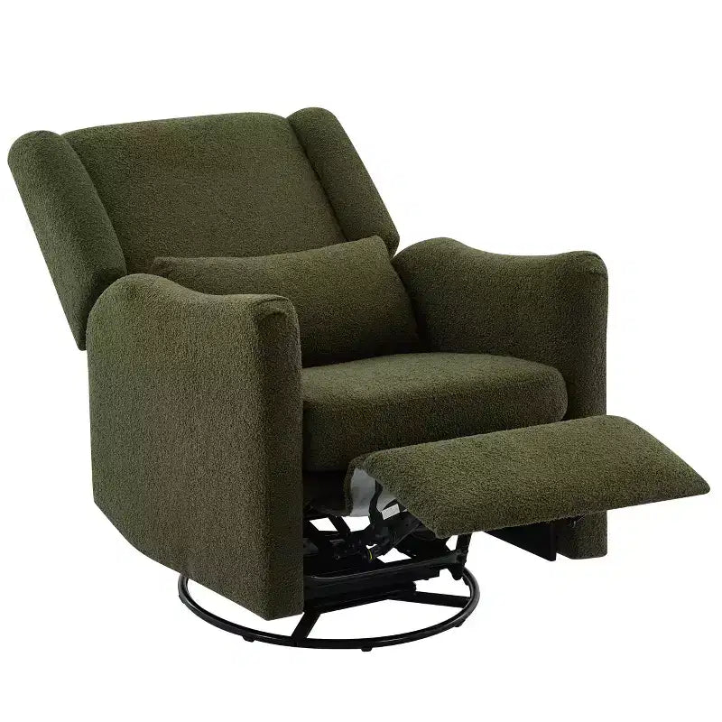 29.5" Wingback Swivel Rocker Recliner Chair, 360° Swivel, Teddy Fleece, 250 lbs