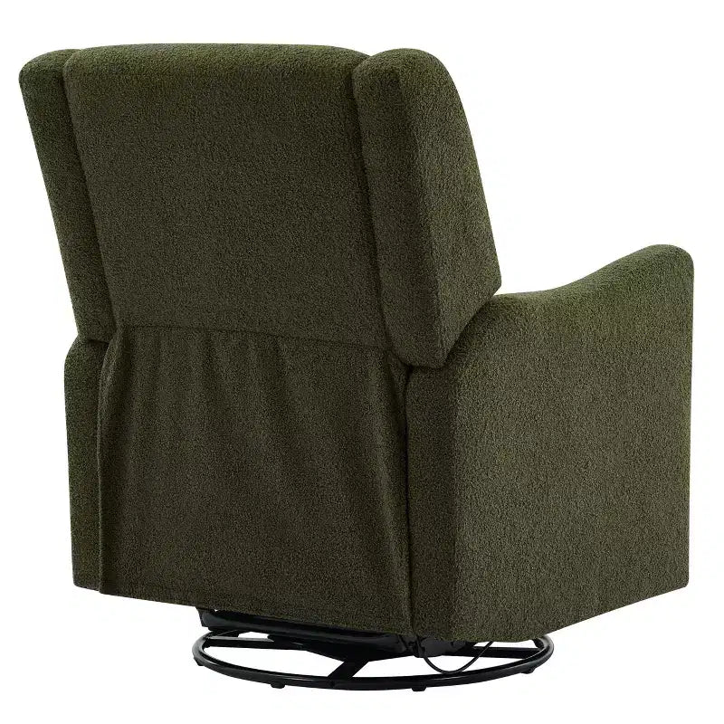 29.5" Wingback Swivel Rocker Recliner Chair, 360° Swivel, Teddy Fleece, 250 lbs