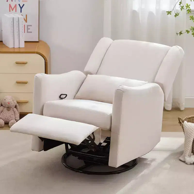 29.5" Wingback Swivel Rocker Recliner Chair, 360° Swivel, Teddy Fleece, 250 lbs