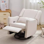 29.5" Wingback Swivel Rocker Recliner Chair, 360° Swivel, Teddy Fleece, 250 lbs