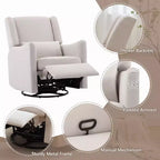 29.5" Wingback Swivel Rocker Recliner Chair, 360° Swivel, Teddy Fleece, 250 lbs