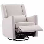 29.5" Wingback Swivel Rocker Recliner Chair, 360° Swivel, Teddy Fleece, 250 lbs