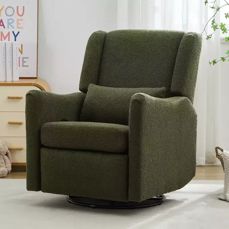 29.5" Wingback Swivel Rocker Recliner Chair, 360° Swivel, Teddy Fleece, 250 lbs
