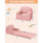 Kids Sofa Chair, 2-in-1 Convertible Toddler Couch Lounger, Comfy Fold Out Teddy Fleece Fabric Children's Sofa Bed for Playroom, Bedroom, Nursery