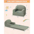 Kids Sofa Chair, 2-in-1 Convertible Toddler Couch Lounger, Comfy Fold Out Teddy Fleece Fabric Children's Sofa Bed for Playroom, Bedroom, Nursery