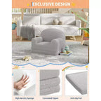 Kids Sofa Chair, 2-in-1 Convertible Toddler Couch Lounger, Comfy Fold Out Teddy Fleece Fabric Children's Sofa Bed for Playroom, Bedroom, Nursery