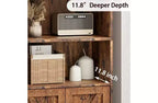 71.4 Industrial Bookcase with Doors  6-Shelf Farmhouse Bookshelf, 11.8 Deep Storage for Living Room, Bedroom & Home Office (Gray)