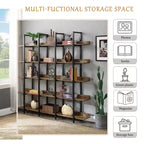 Betty Industrial 5-Tier Wood Bookcase with Open Shelves and Metal Frame