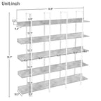 Betty Industrial 5-Tier Wood Bookcase with Open Shelves and Metal Frame
