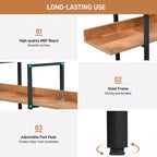 Betty Industrial 5-Tier Wood Bookcase with Open Shelves and Metal Frame