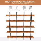 Betty Industrial 5-Tier Wood Bookcase with Open Shelves and Metal Frame
