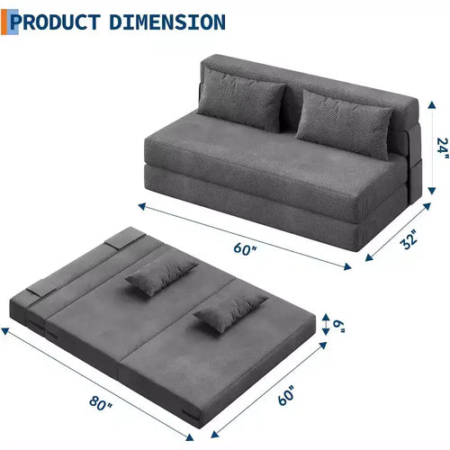 Canapé-lit et fauteuil pliants 4-en-1, couchage convertible avec capitonnage et dossier réglable