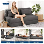 4-in-1 Folding Sofa Bed & Chair, Convertible Sleeper with Tufted Design & Adjustable Backrest