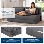 4-in-1 Folding Sofa Bed & Chair, Convertible Sleeper with Tufted Design & Adjustable Backrest