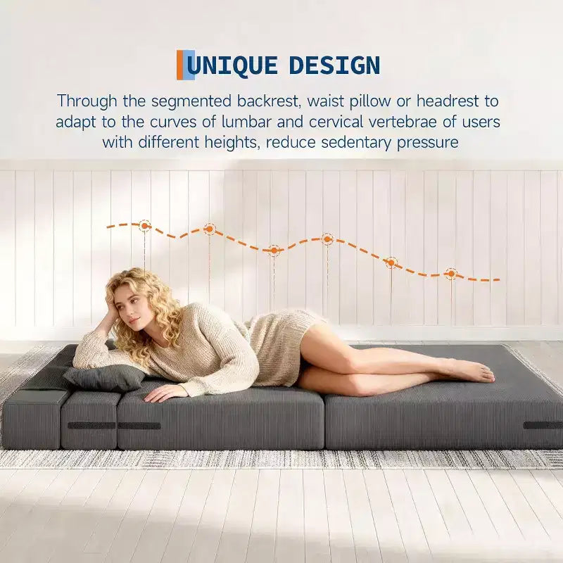 4-in-1 Folding Sofa Bed & Chair, Convertible Sleeper with Tufted Design & Adjustable Backrest