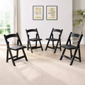 4 Pack Folding Chair, Padded Foldable Chair with Wood Frame, Padded Cushion, Space Saving Upholstered Folding Chair for Kitchen