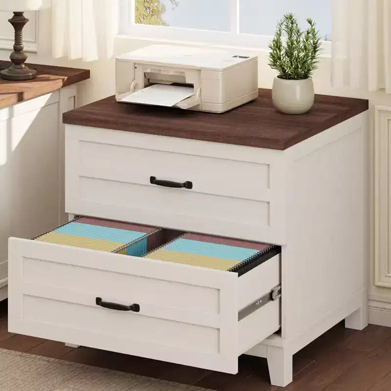 Lateral File Cabinet with 2 Drawers, Wooden Vertical Filing Cabinet with Hanging Bar, Under Desk Storage Cabinet for Home, Fit Legal/Letter/A4 Size