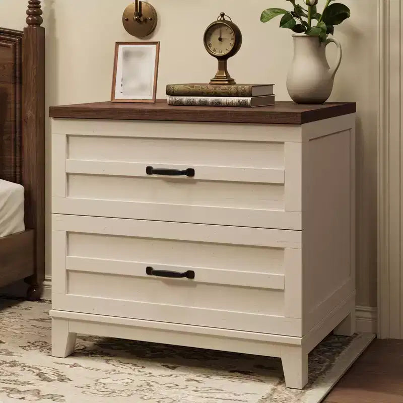 Lateral File Cabinet with 2 Drawers, Wooden Vertical Filing Cabinet with Hanging Bar, Under Desk Storage Cabinet for Home, Fit Legal/Letter/A4 Size