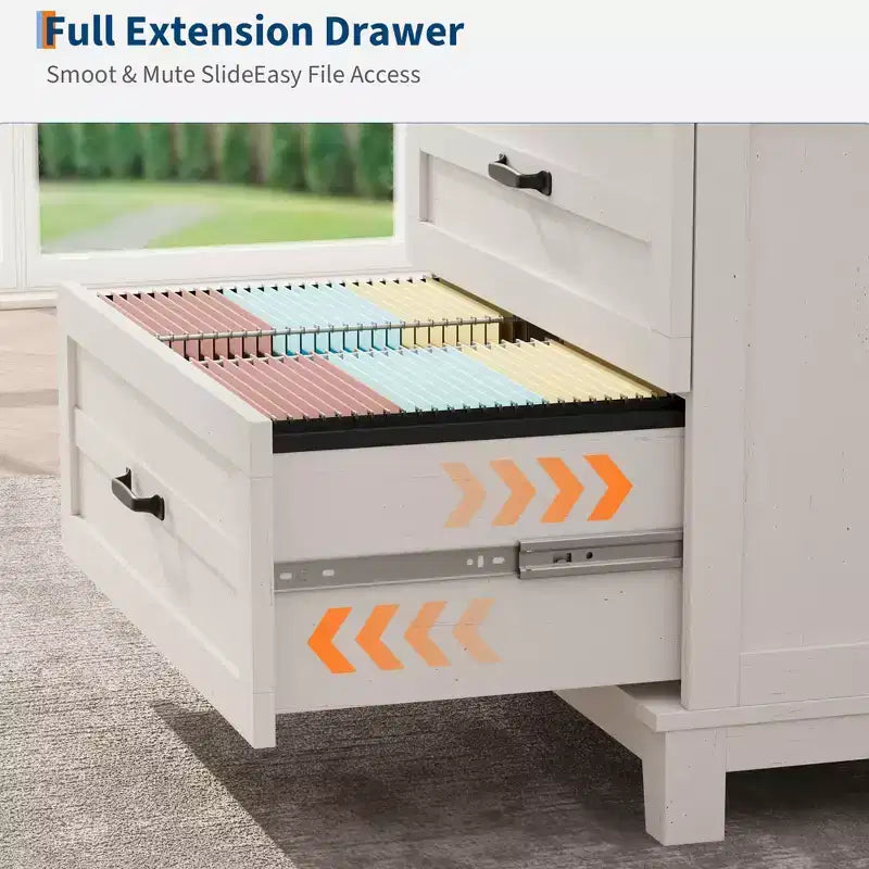 Lateral File Cabinet with 2 Drawers, Wooden Vertical Filing Cabinet with Hanging Bar, Under Desk Storage Cabinet for Home, Fit Legal/Letter/A4 Size