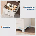 Lateral File Cabinet with 2 Drawers, Wooden Vertical Filing Cabinet with Hanging Bar, Under Desk Storage Cabinet for Home, Fit Legal/Letter/A4 Size