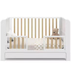 4-in-1 Convertible Crib with Drawer & Detachable Bookshelves, Adjustable Mattress Base