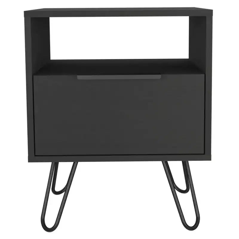 HomeRoots 22 Black Wood One Drawer Nightstand