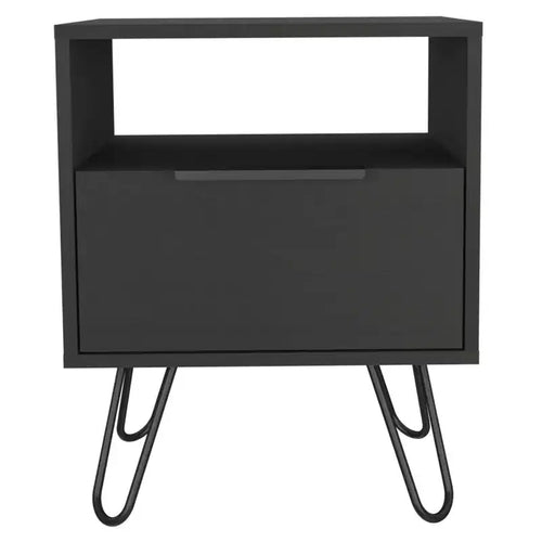 HomeRoots 22 Black Wood One Drawer Nightstand