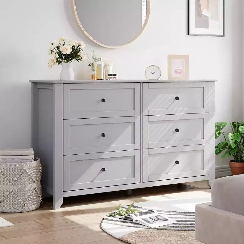 Dresser for Bedroom, 6 Chest of Drawer Dresser Organizer, Modern Wood Storage Cabinet