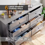 Dresser for Bedroom, 6 Chest of Drawer Dresser Organizer, Modern Wood Storage Cabinet