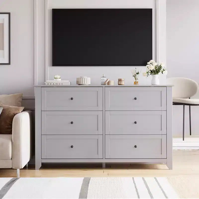 Dresser for Bedroom, 6 Chest of Drawer Dresser Organizer, Modern Wood Storage Cabinet