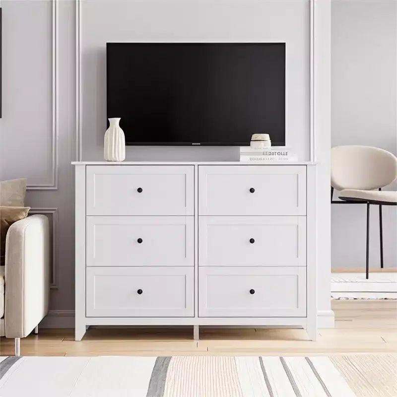 Dresser for Bedroom, 6 Chest of Drawer Dresser Organizer, Modern Wood Storage Cabinet