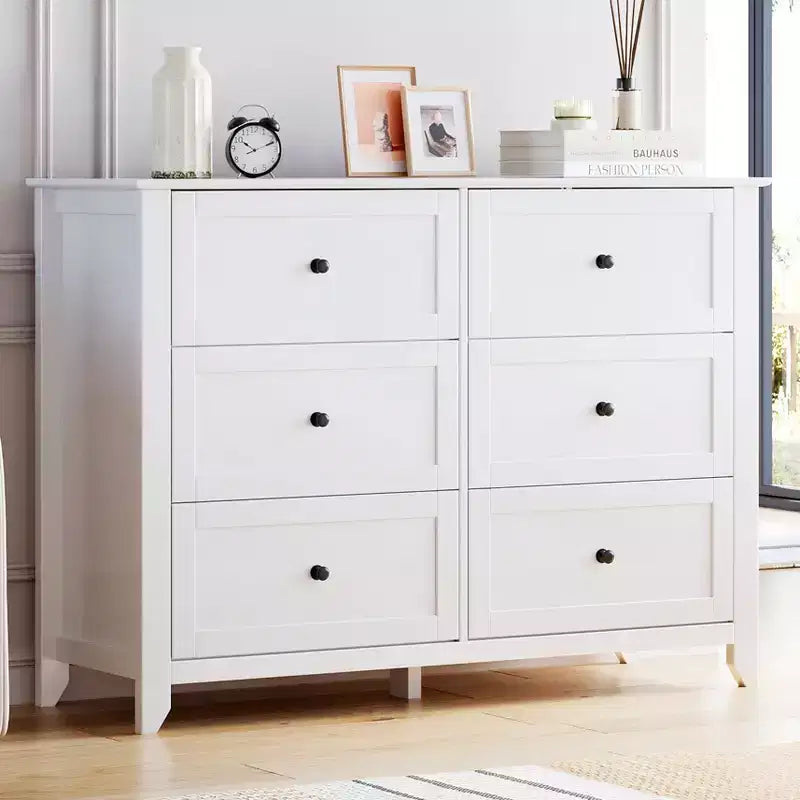 Dresser for Bedroom, 6 Chest of Drawer Dresser Organizer, Modern Wood Storage Cabinet
