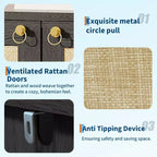 5-Tier Rattan Shoe Cabinet with Adjustable Shelves & Doors, Slim Entryway Organizer