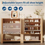 5-Tier Rattan Shoe Cabinet with Adjustable Shelves & Doors, Slim Entryway Organizer