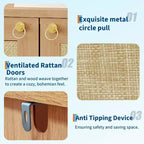 5-Tier Rattan Shoe Cabinet with Adjustable Shelves & Doors, Slim Entryway Organizer